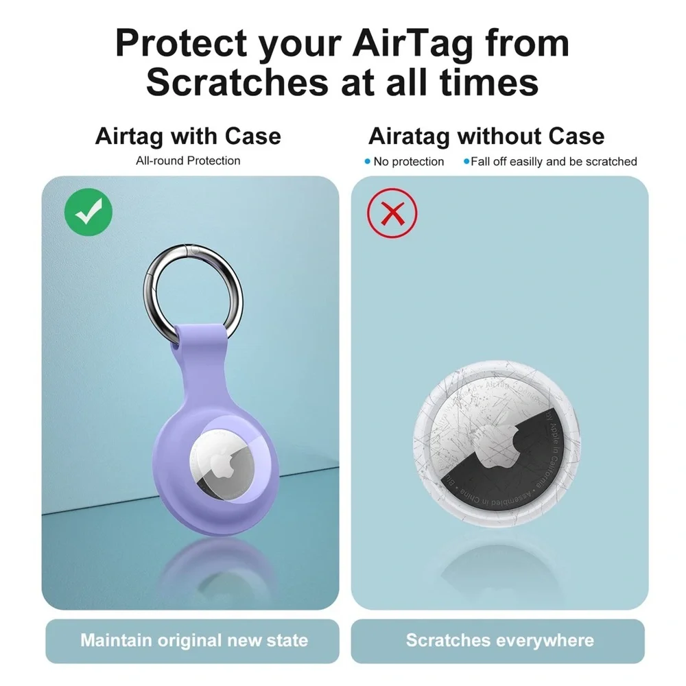Silicone Airtag Protective Holder Keychain Cases Compatible with Apple Airtag